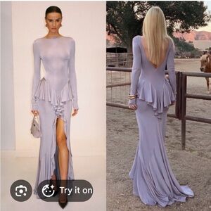 Helsa Amala jersey ruffle maxi dress gown lavender small revolve